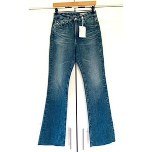 AG Jeans Alexxis Boot High Rise Vintage Fit Raw Hem Flare Leg Stretch Size 30